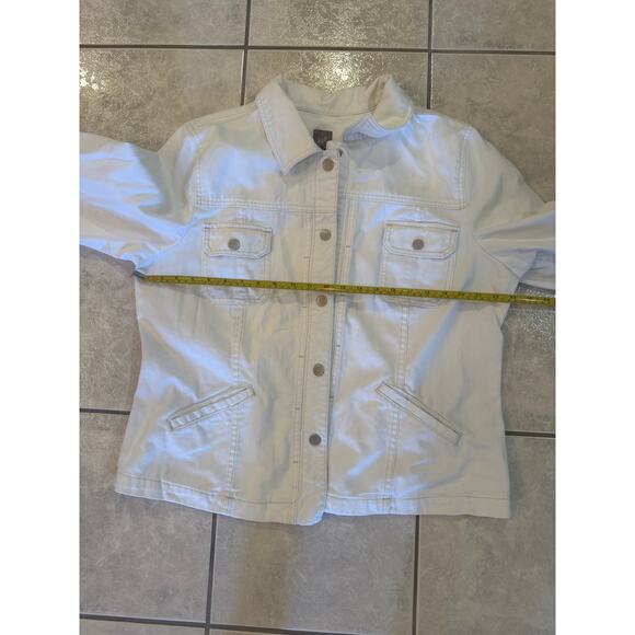 J. Jill White Stretch Denim Jacket Sz XL Snap Up Classic Style - Picture 4 of 5